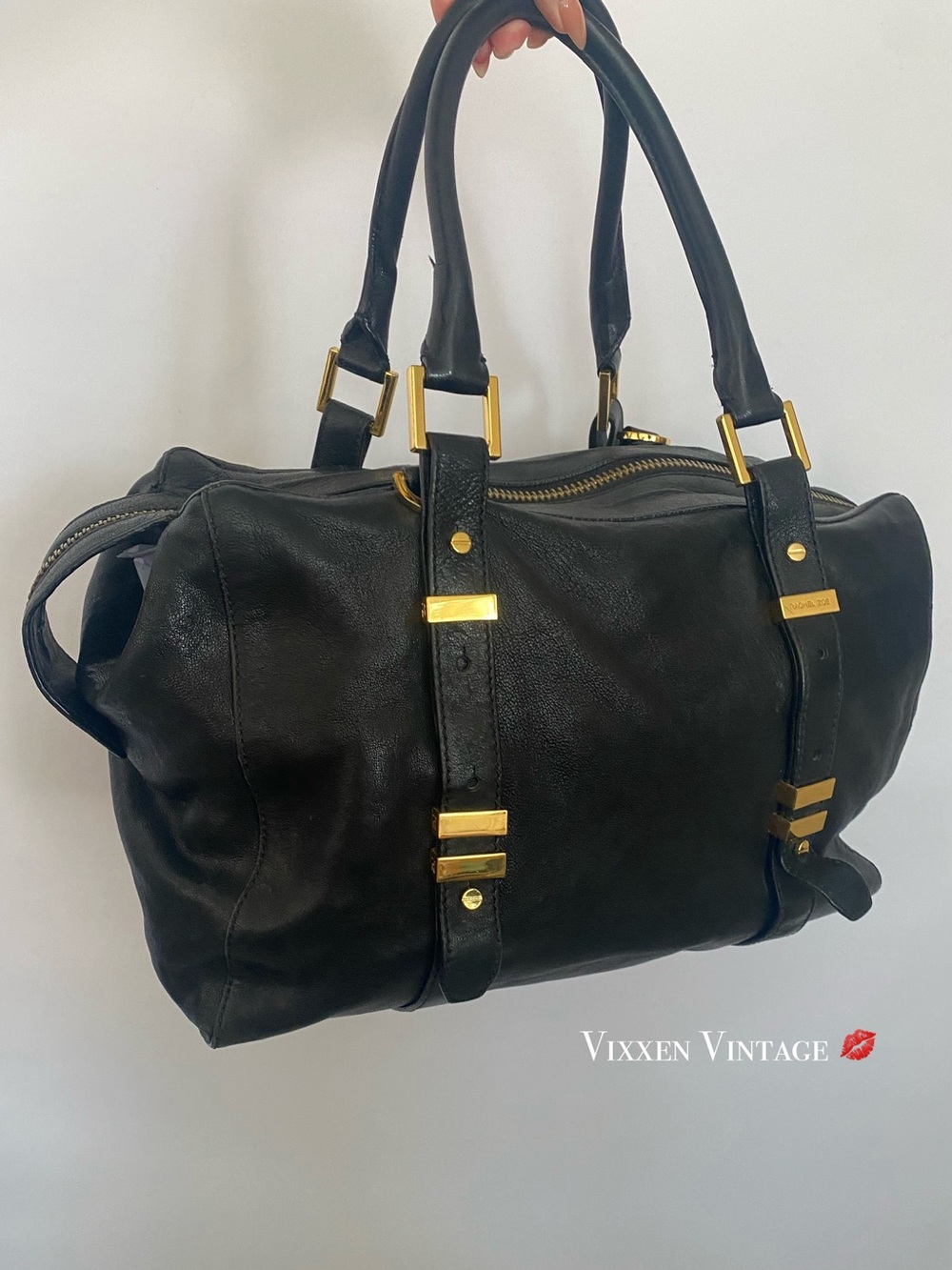 RACHEL ZOE SLOUCHY SPORT CALF LEATHER 'WEEKENDER BAG' CARYALL SATCHEL IN BLACK